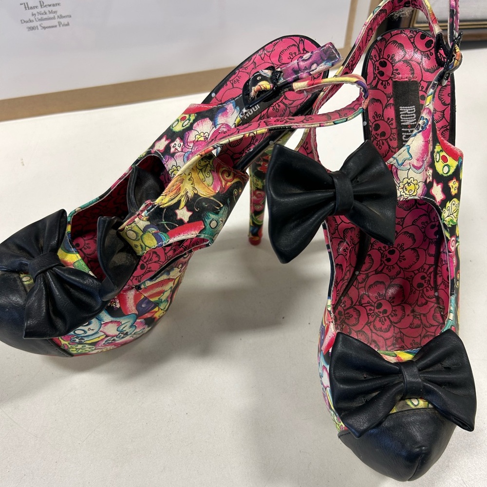 Iron Fist Multicolor Heels with Black Bows